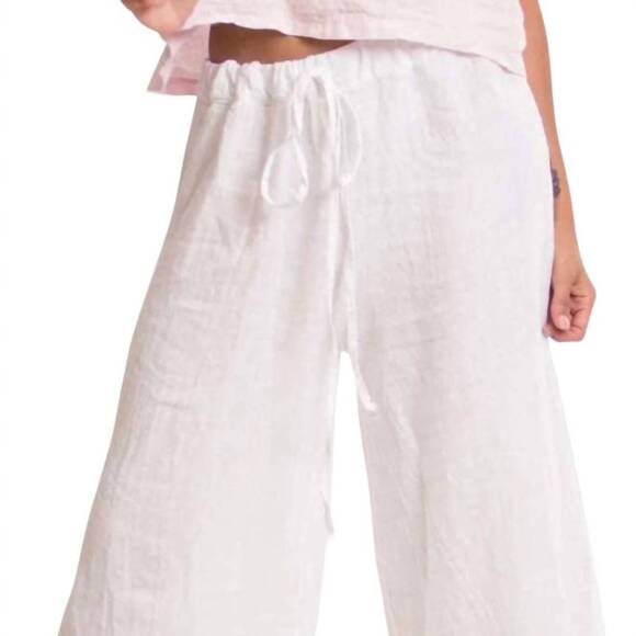 NEW GIGI MODA flo linen capri pants in white - Picture 2 of 4